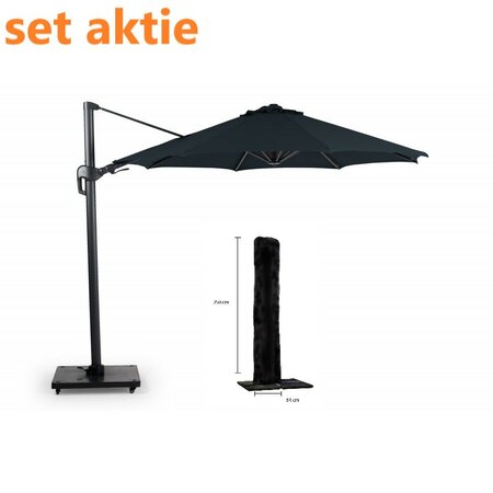 Set parasol free-arm duraflex 3.50 charcoal